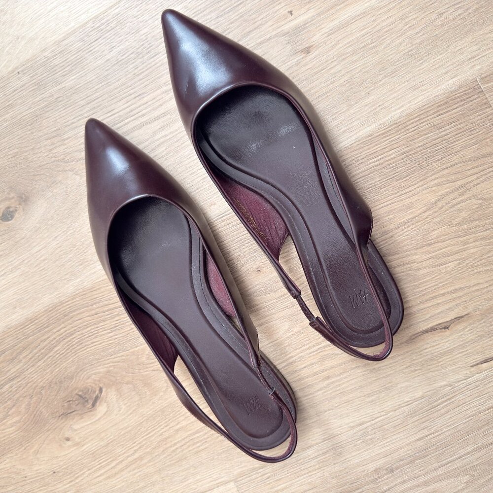 H&M Pointed Toe Slingback Flats in Dark Brown